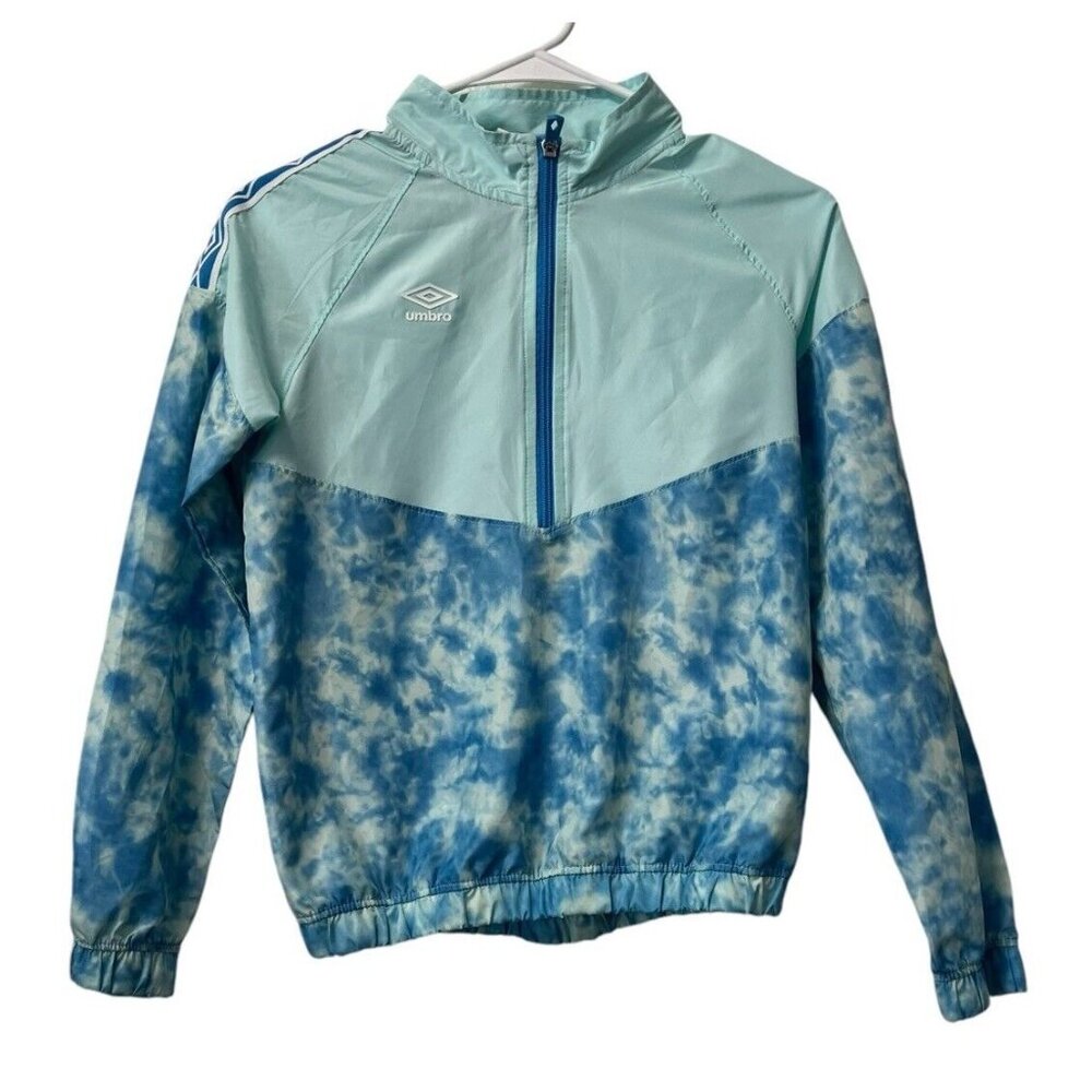 Umbro Big Girls Youth Measured Half Zip Tye-Dye Pullover Windbreaker Jacket Blue